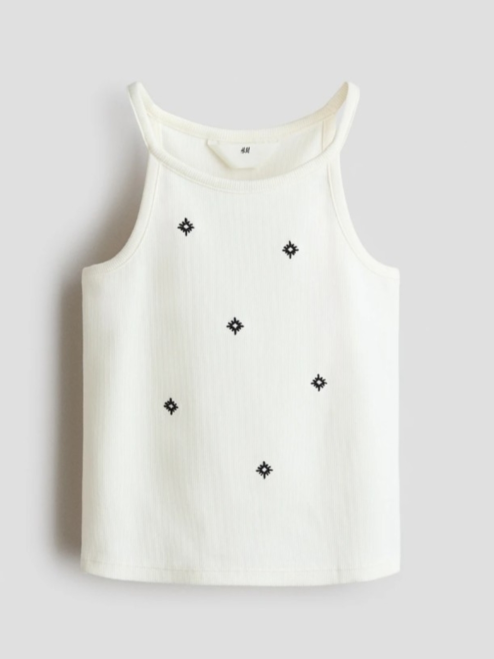 H&M White Ribbed Cotton Tank ⭐ Girls Size 10-12Y